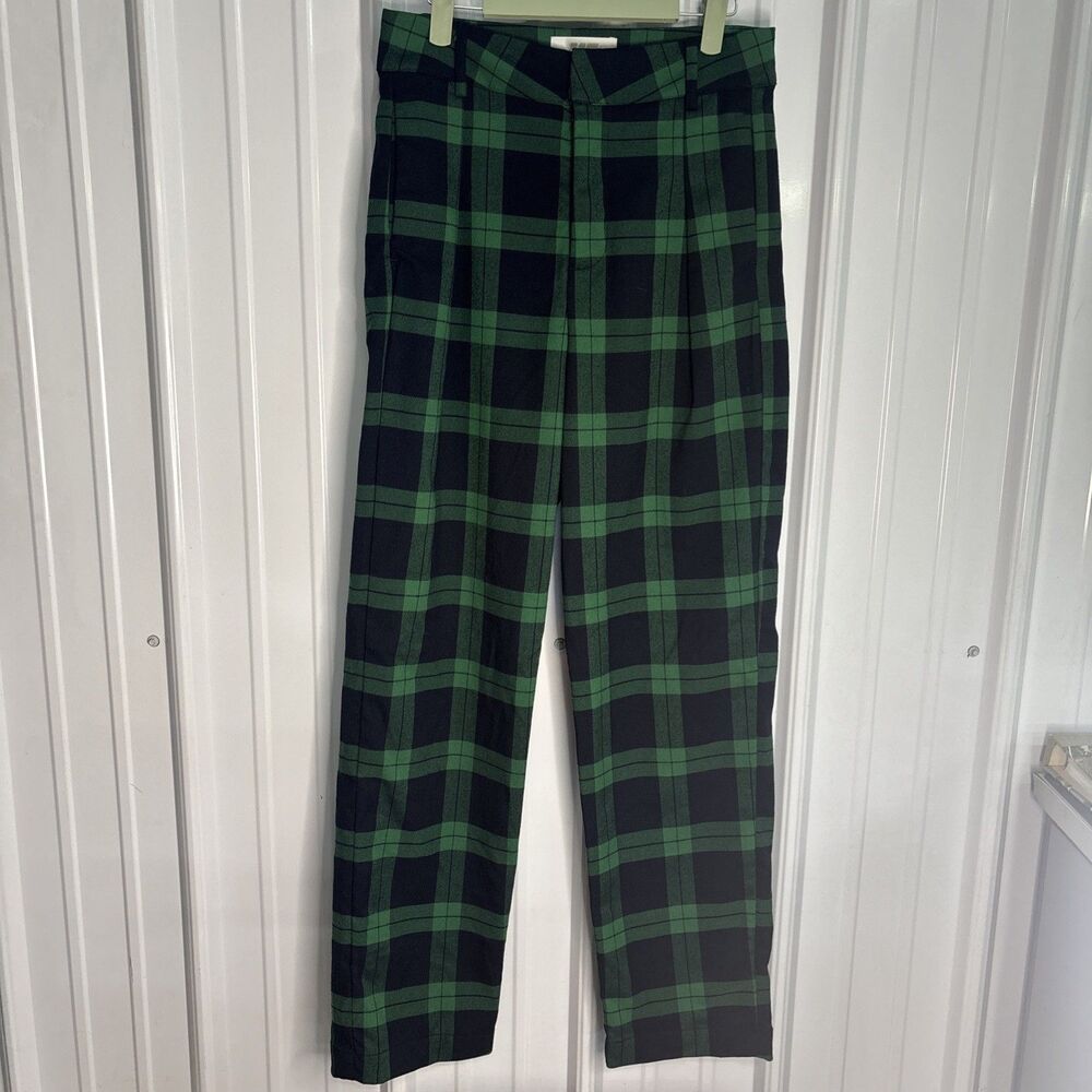 Melody Ehsani Green Plaid Trousers Womens Size Medium EUC